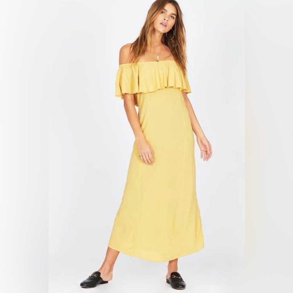 NWT Amuse Society Vista Del Valle Ruffle Bust Off Shoulder Midi Dress SZ L